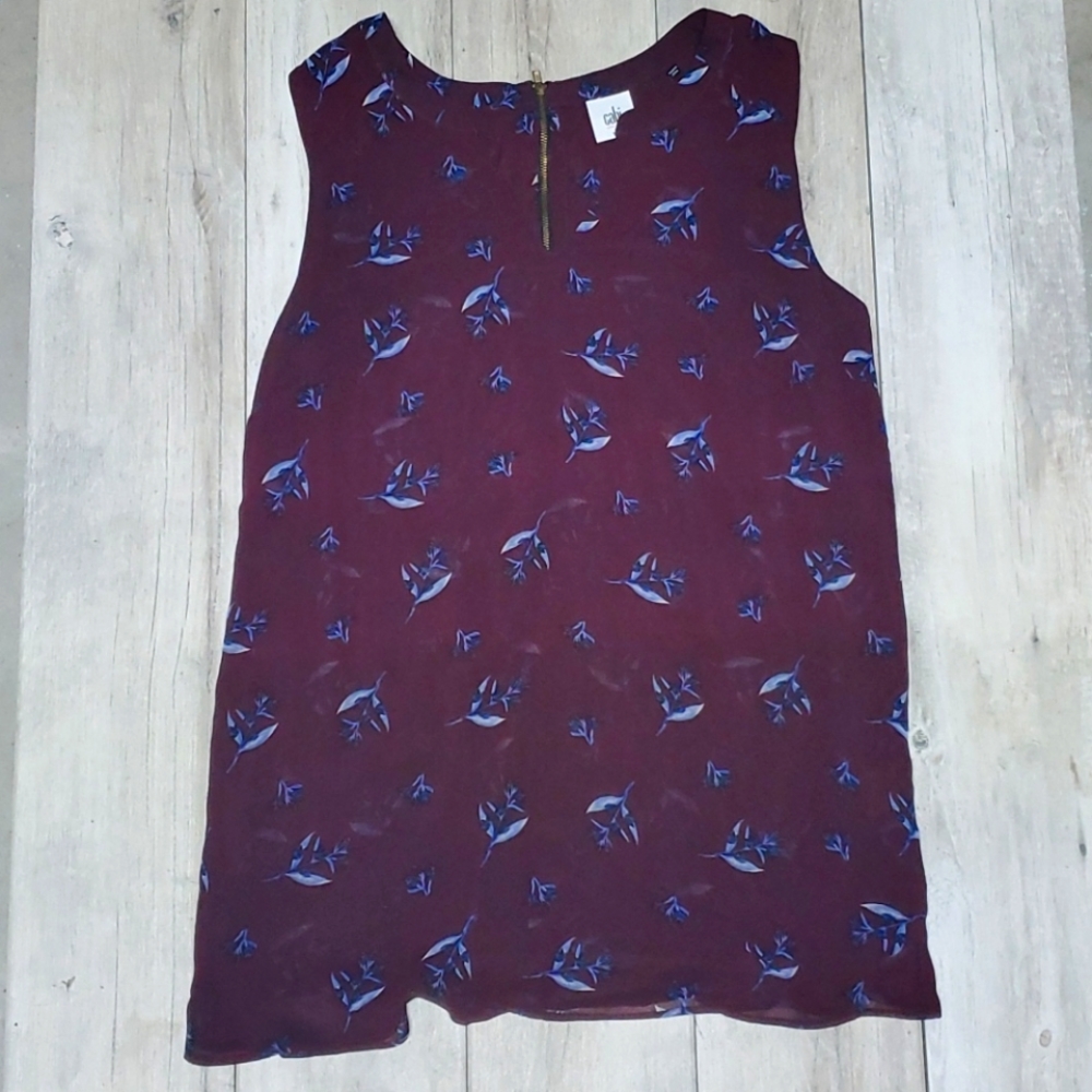 Cabi maroon blue floral top